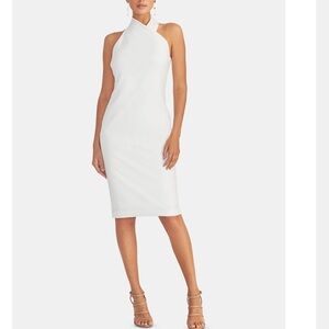 RACHEL Rachel Roy White Halter Midi Sheath Dress